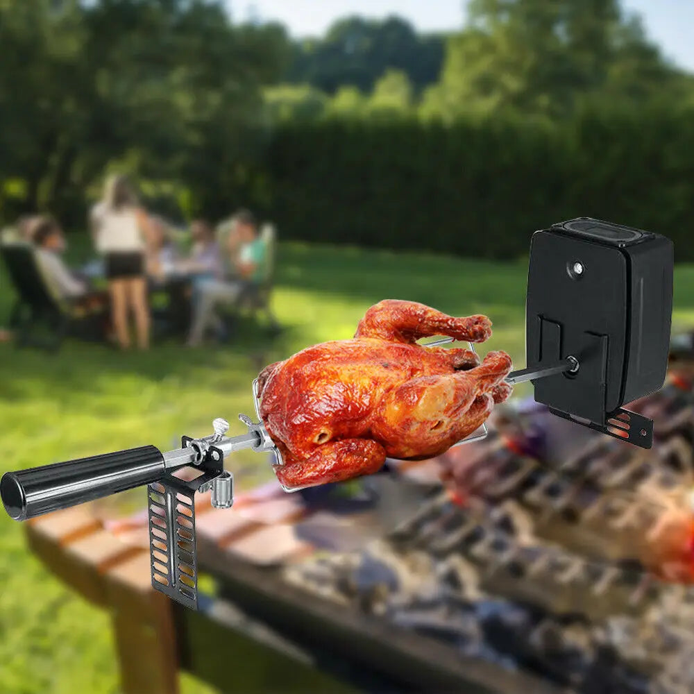 Nueva parrilla eléctrica para barbacoa con asador y cable de 120 cm de largo. Kit de asador para barbacoa al aire libre.