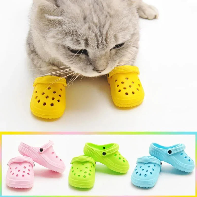 Juego de 2 zapatos de playa para perros y gatos, antideslizantes, impermeables, de goma, para exteriores, calcetines y cubrepiés.
