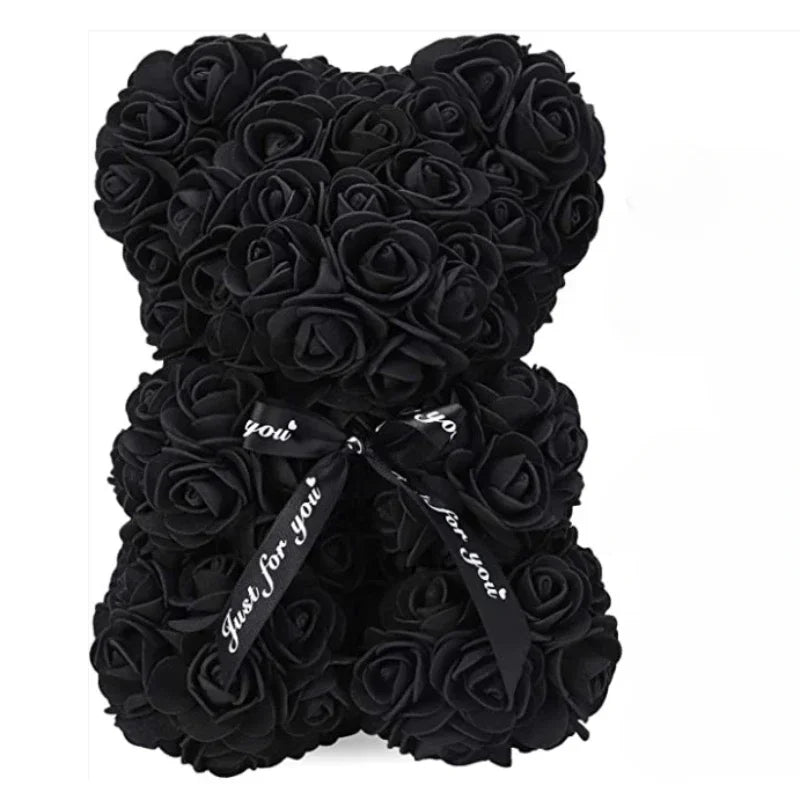 Osito de peluche con rosa eterna de flores artificiales