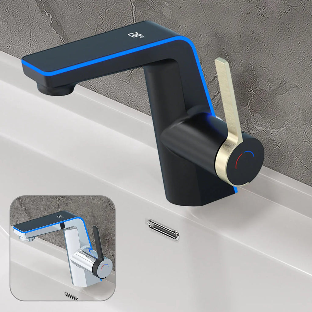 Grifo Lavabo con Pantalla LED Digital Temperatura - Latón Doble Función