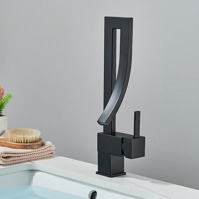 Grifo mezclador de latón para lavabo de baño, monomando, monomando, monoorificio, para agua fría y caliente.