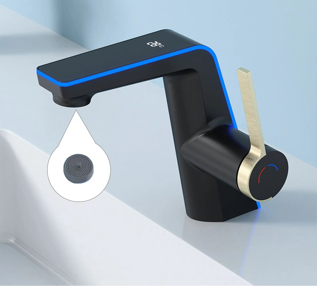 Grifo Lavabo con Pantalla LED Digital Temperatura - Latón Doble Función