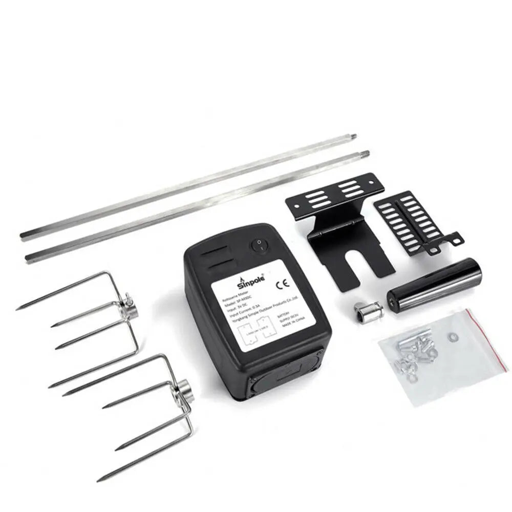 Nueva parrilla eléctrica para barbacoa con asador y cable de 120 cm de largo. Kit de asador para barbacoa al aire libre.