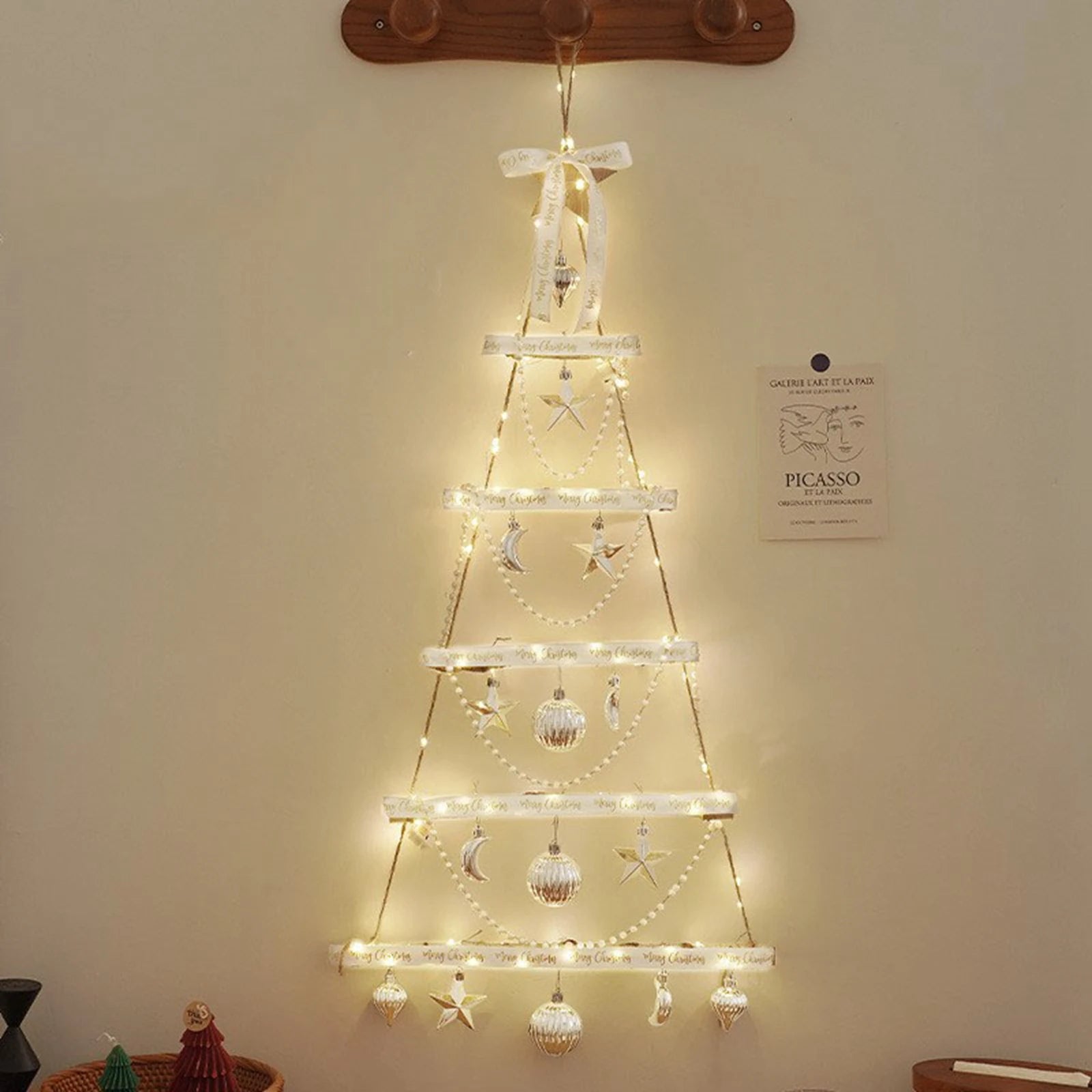 Adorno navideño plegable luminoso DIY para colgar en la pared.