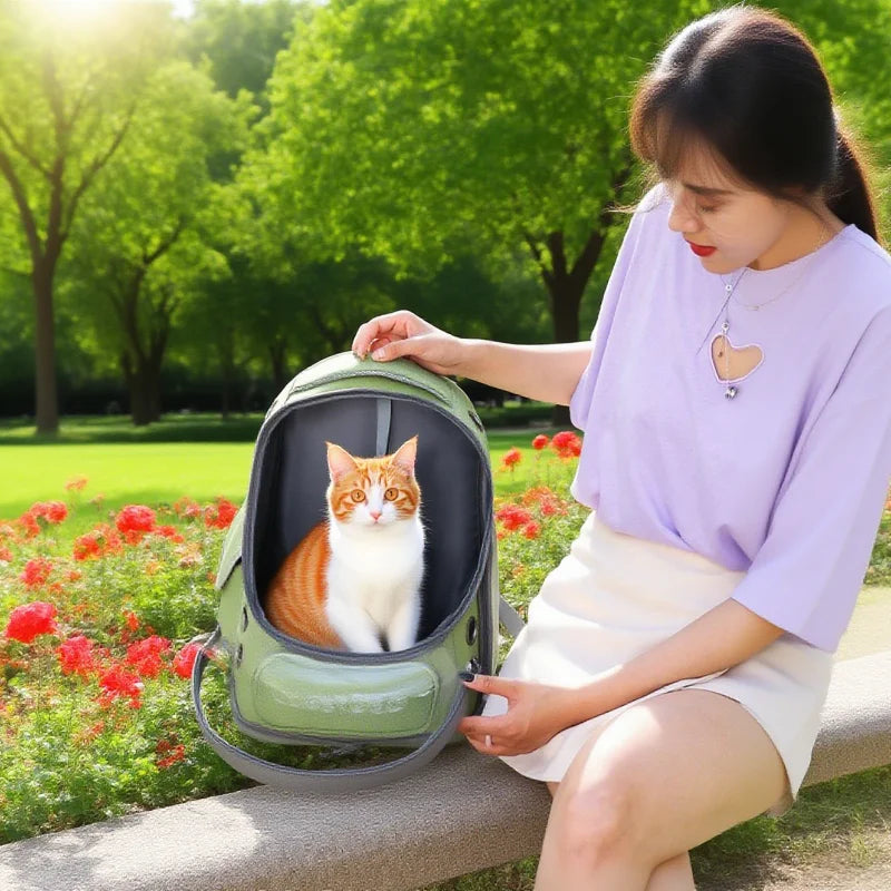 Mochila transparente para transportar mascotas, transpirable, para gatos y perros pequeños, ideal para viajes al aire libre