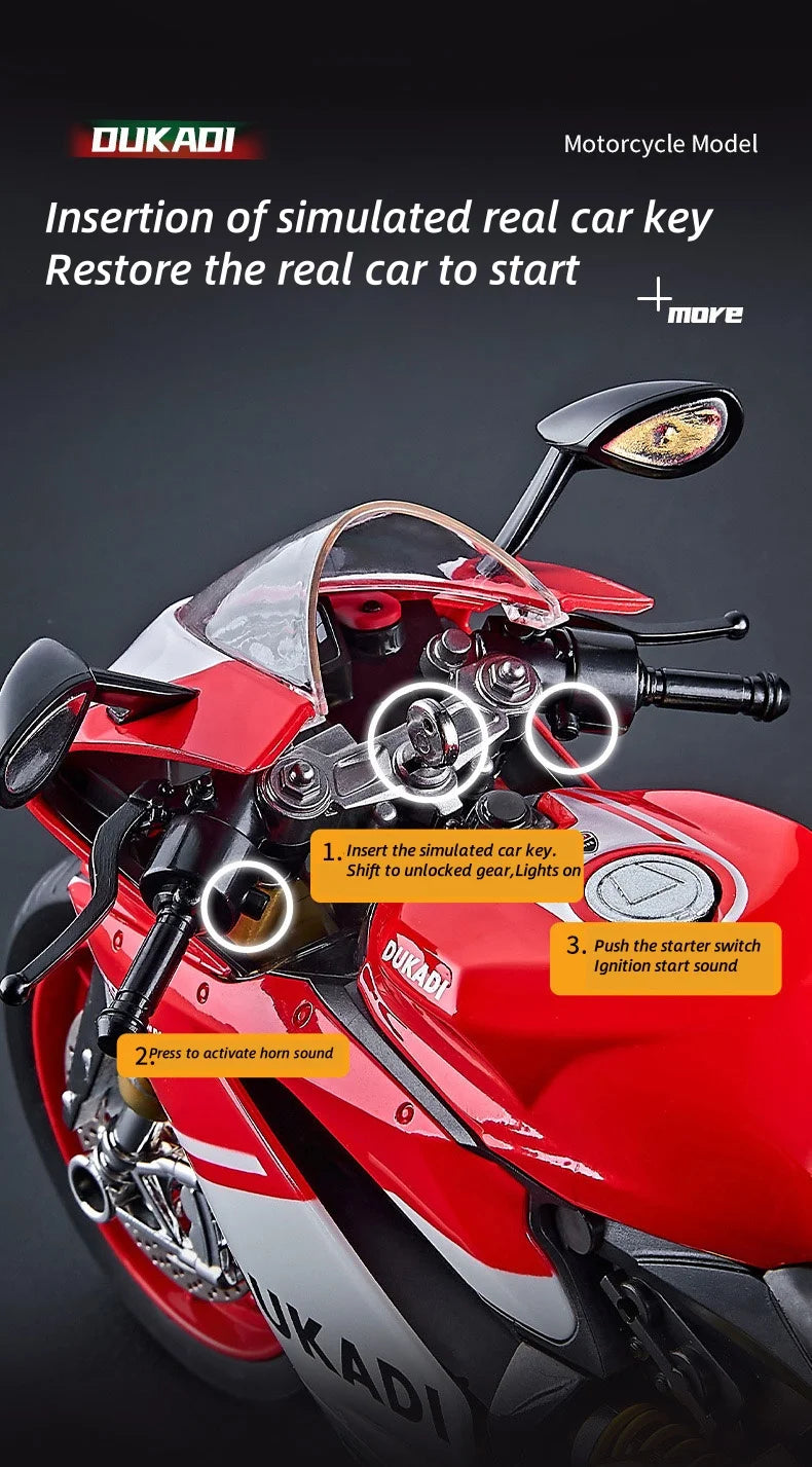 1:9 1199 Panigale con aleación de aerosol fundido a presión modelo de motocicleta juguete vehículo colección sonido y luz todoterreno autociclo juguetes coche