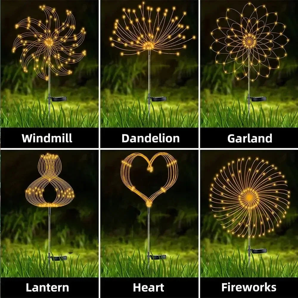 Luz solar de fuegos artificiales con 60 LED