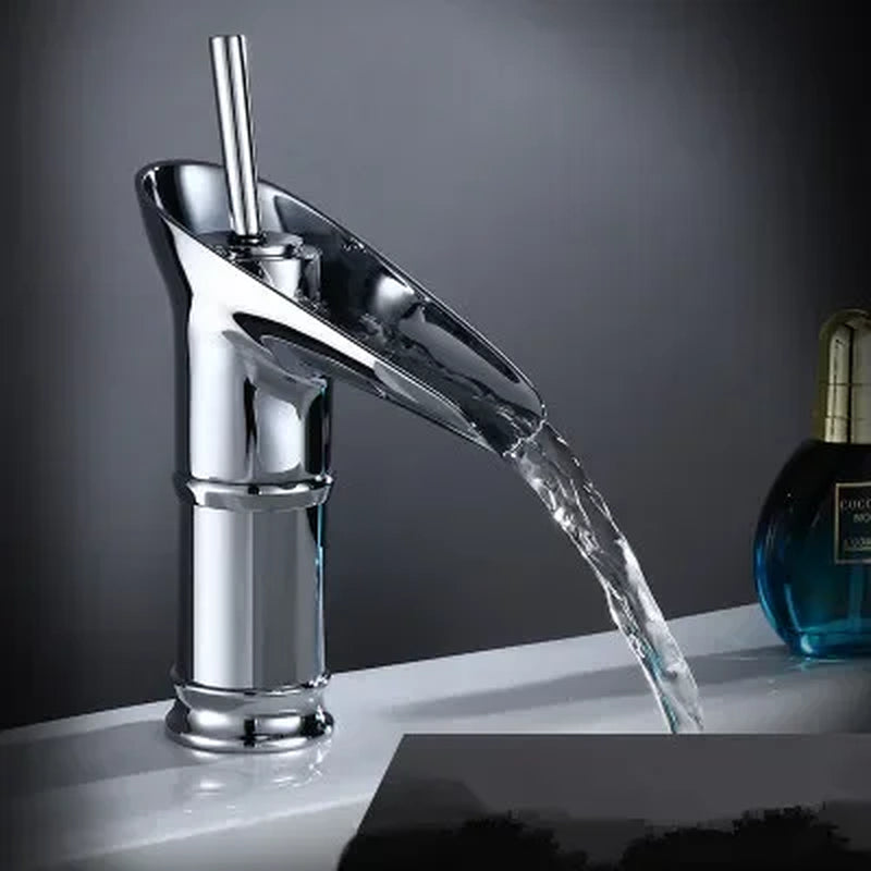 Bathroom Faucet Single Lever Waterfall Basin Faucet Brass Antique Hot and Cold Bathroom Sink Mixer Wine Glass Style Taps