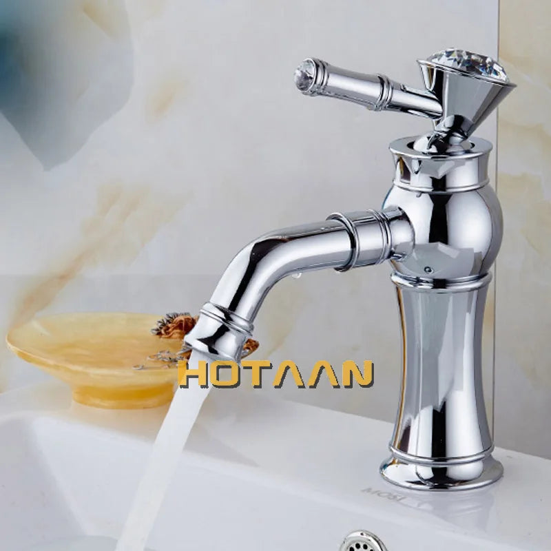. New Arrival Bathroom Gold Basin Faucet Gold Finish Brass Mixer Tap with Ceramic Torneiras Para Banheiro YT-5027