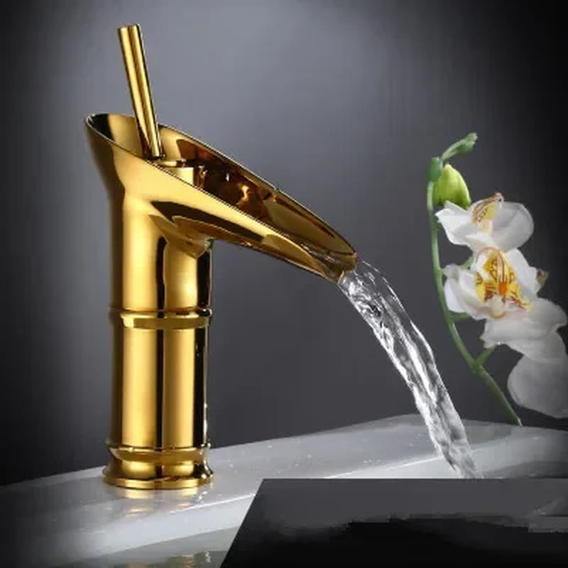 Bathroom Faucet Single Lever Waterfall Basin Faucet Brass Antique Hot and Cold Bathroom Sink Mixer Wine Glass Style Taps