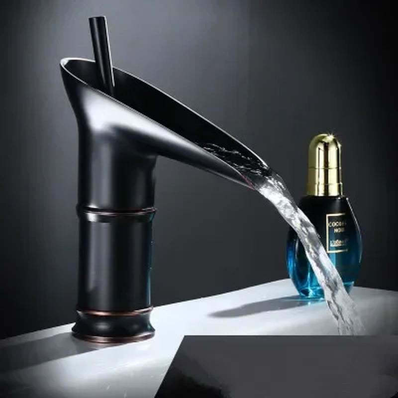 Bathroom Faucet Single Lever Waterfall Basin Faucet Brass Antique Hot and Cold Bathroom Sink Mixer Wine Glass Style Taps
