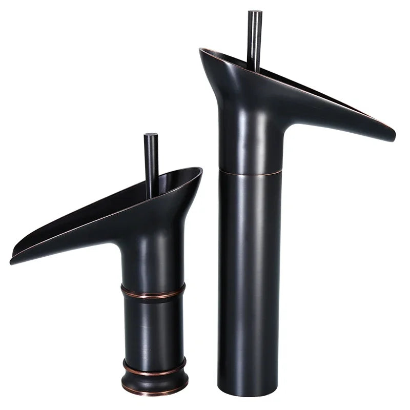 Bathroom Faucet Single Lever Waterfall Basin Faucet Brass Antique Hot and Cold Bathroom Sink Mixer Wine Glass Style Taps