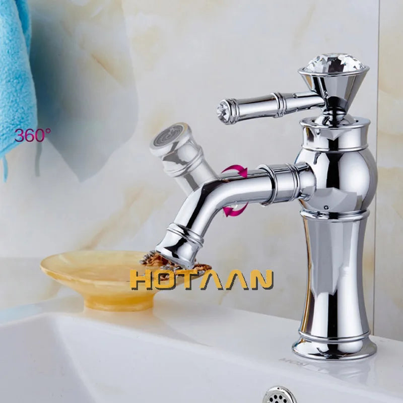 . New Arrival Bathroom Gold Basin Faucet Gold Finish Brass Mixer Tap with Ceramic Torneiras Para Banheiro YT-5027