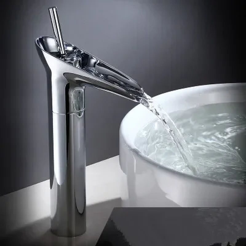 Bathroom Faucet Single Lever Waterfall Basin Faucet Brass Antique Hot and Cold Bathroom Sink Mixer Wine Glass Style Taps
