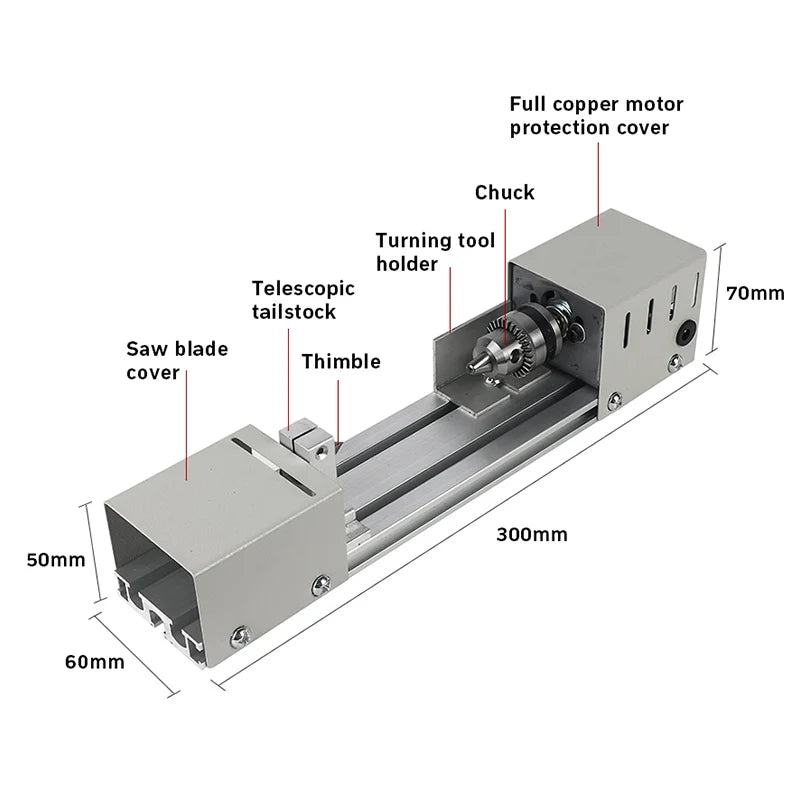 DC12-24V Mini Lathe Machine Tools Beads Machine Woodworking DIY Miniature Lathe with Power Carving Cutter Wood Lathe