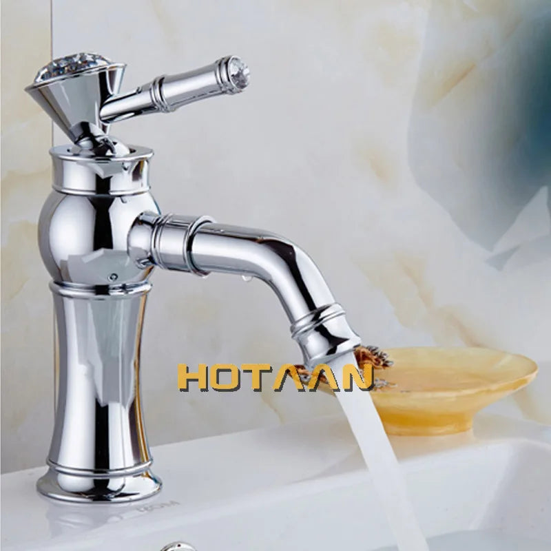 . New Arrival Bathroom Gold Basin Faucet Gold Finish Brass Mixer Tap with Ceramic Torneiras Para Banheiro YT-5027